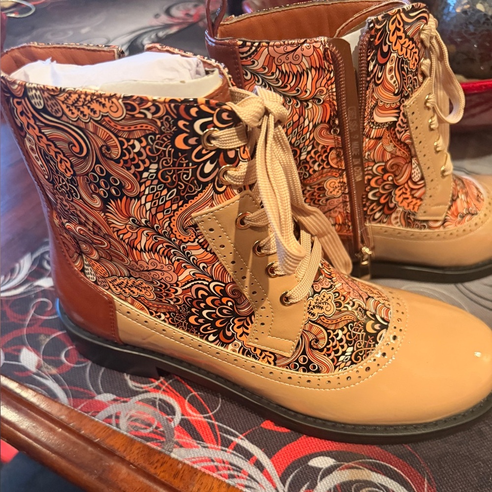 Stylish Patterned Lace-Up Boots
